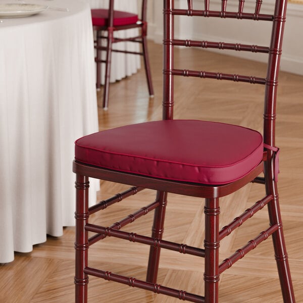 Lancaster Table & Seating Wine Red Chiavari Chair Cushion with Ties - 2" Thick