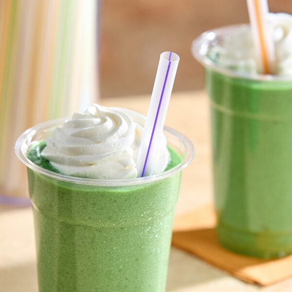 Choice 7 1/2" Multicolor Stripe Pointed Unwrapped Smoothie Straw - 4,500/Case
