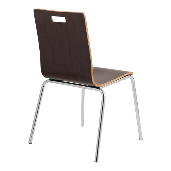 A National Public Seating Bushwick cafe chair with an espresso finish and metal frame.