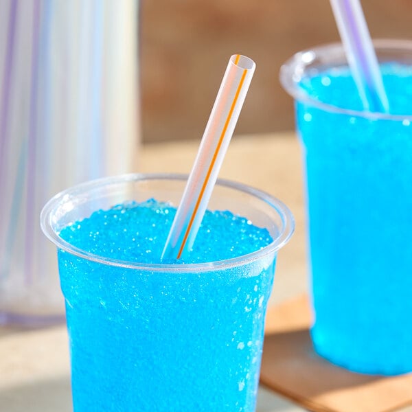 Choice 9" Multicolor Stripe Pointed Wrapped Smoothie Straw - 1,600/Case