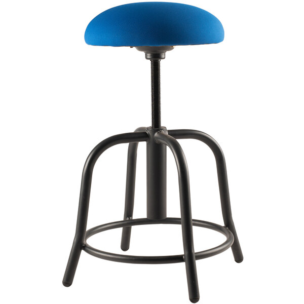 National Public Seating 6825S-10 Cobalt Blue Adjustable Stool with Black Frame