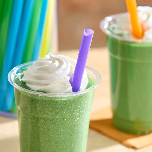 Choice 7 1/2" Neon Pointed Unwrapped Smoothie Straw - 4,500/Case