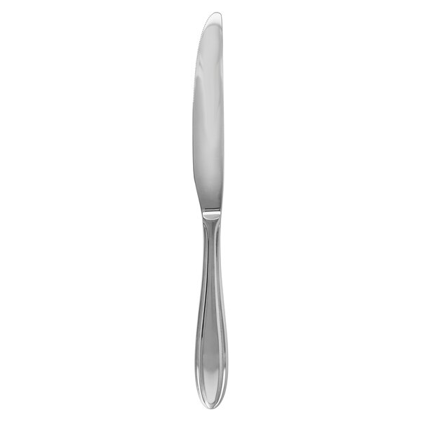 a silver knife on a white background