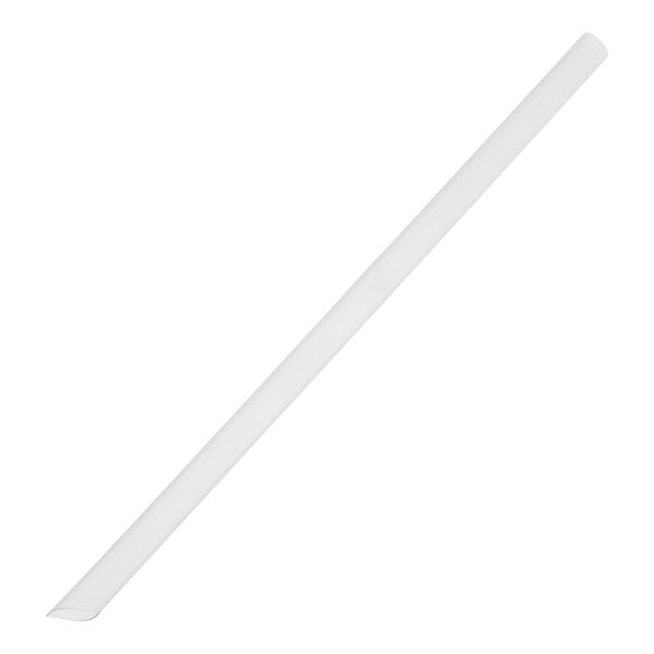 A translucent, pointed, unwrapped smoothie straw measuring 9 inches in length.