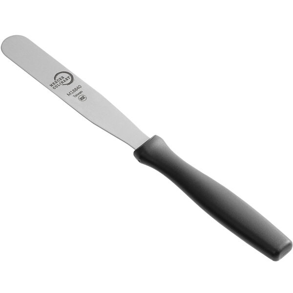 A Mercer Culinary baking and icing spatula with a plastic handle.