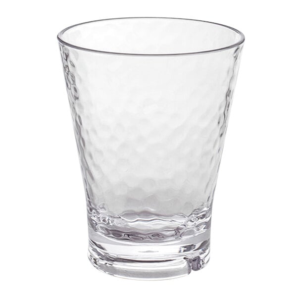 a clear glass with a textured surface