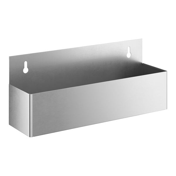 A stainless steel single tier speed rail designed for wall mounting, measuring 15 inches in length.