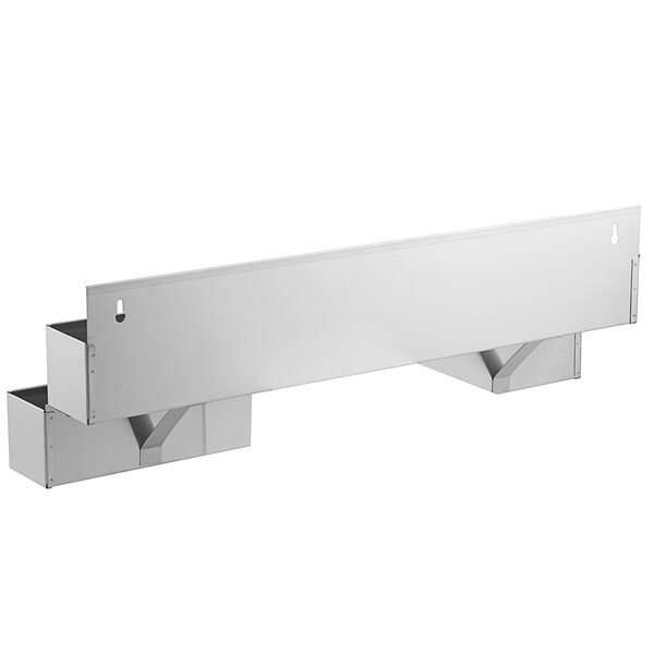 A stainless steel Regency double tier speed rail shelf with two compartments.