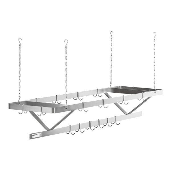 Regency Stainless Steel Ceiling-Mounted Pot Rack with 18 Double Prong Hooks - 72"