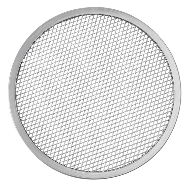 A silver metal grid with a white background.