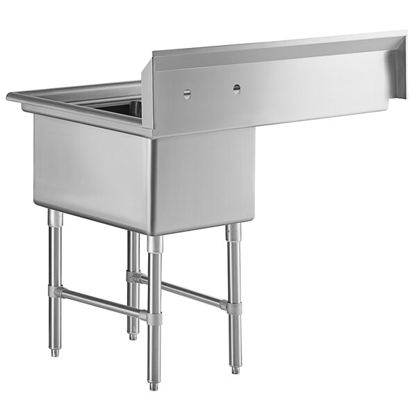 A Regency stainless steel sink with a rectangular top and a left drainboard.