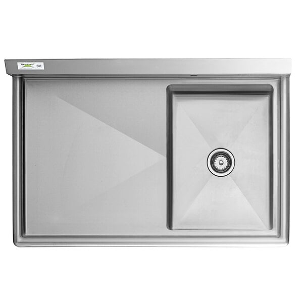 A Regency stainless steel sink with a left drainboard.