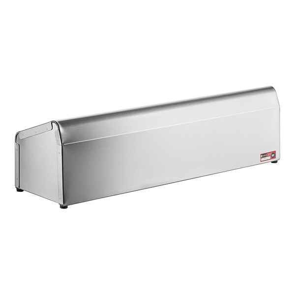 A Steril-Sil stainless steel rectangular flatware organizer with a metal handle.