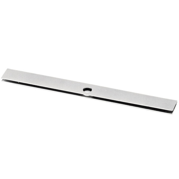 a silver rectangular object with a hole