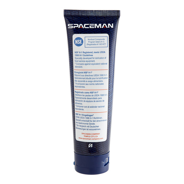 A blue tube of Spaceman Food-Grade Machine Lubricant with white text.