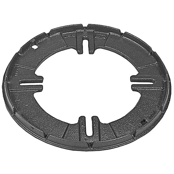 A black circular Zurn cast iron membrane clamp with holes.