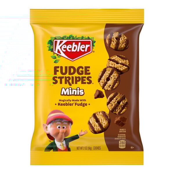 A 2 oz. snack pack of Keebler Mini Fudge Stripes cookies.