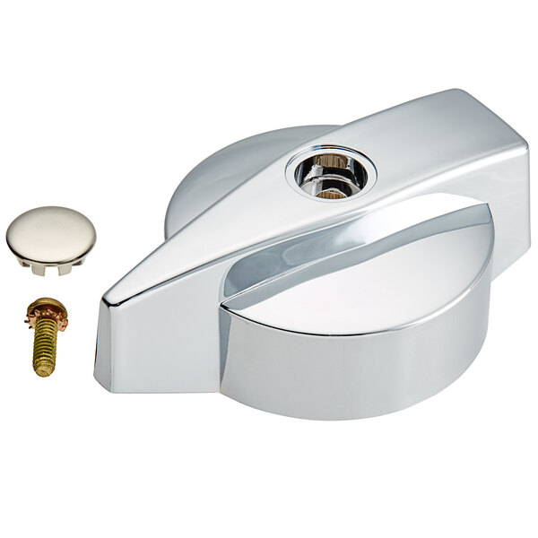 A Zurn chrome plated standard turn handle with a screw and a bolt.