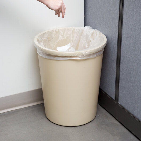Continental 4438be 44 Qt 11 Gallon Beige Round Wastebasket
