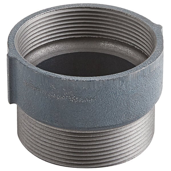 A grey metal Zurn drain strainer extension.