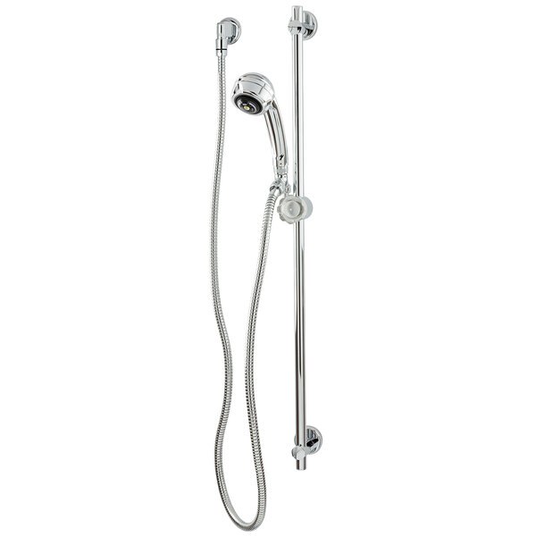 A Zurn Temp-Gard handheld shower with hose.