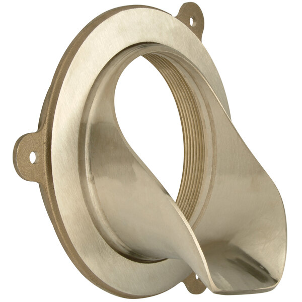 A Zurn nickel bronze downspout nozzle with a hole.