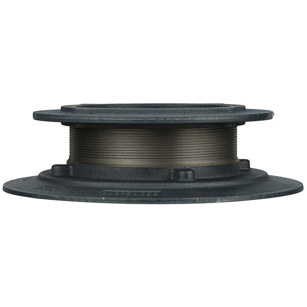 A black metal Zurn spool with a metal ring.