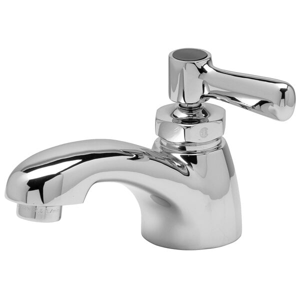 A Zurn deck-mount single basin faucet with chrome finish and a handle.