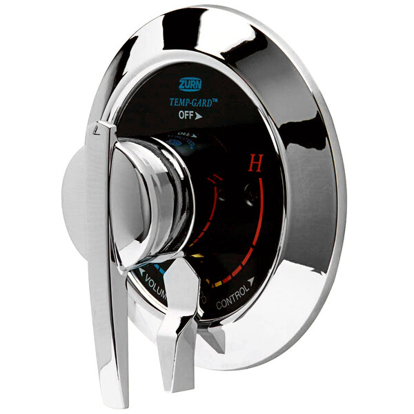A Zurn tub and shower valve with temperature control knobs.