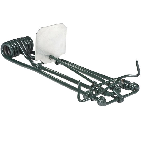 A green metal Victor Gopher Trap with a white label.