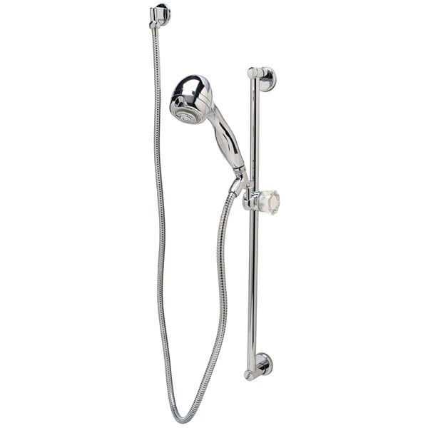 A Zurn Temp-Gard handheld shower head with hose.