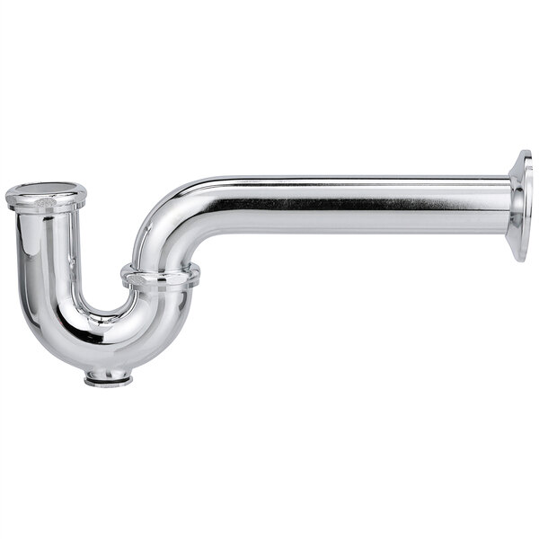 A chrome plated Zurn semi-cast P-trap with brass nuts and a long handle.