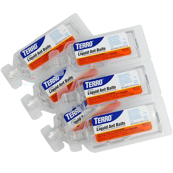 A white 6-pack of Terro Liquid Ant Baits.