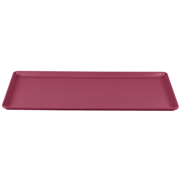 A cherry red rectangular Cambro dietary tray.
