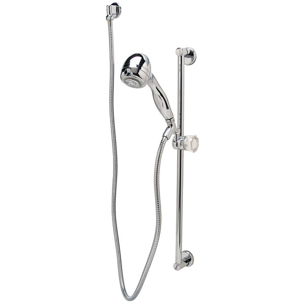 A Zurn Temp-Gard handheld shower head with hose.