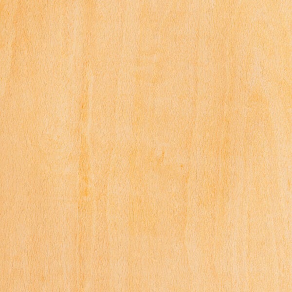 A close up of a natural wood seat on a Lancaster Table & Seating swivel bar stool.