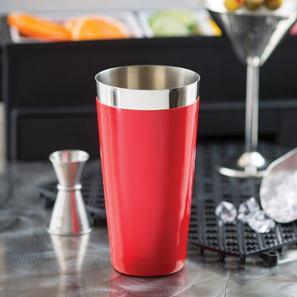 a red cup on a counter