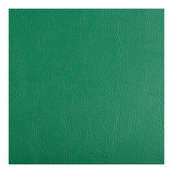 A square green vinyl padded seat with a subtle textured finish, designed as a detached replacement part for a bar stool.