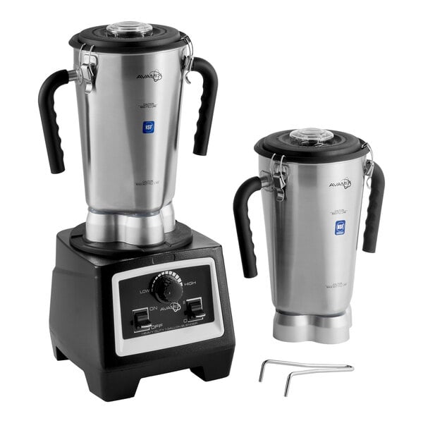 AvaMix BX1GRGV2J 3 3/4 hp 1 Gallon Stainless Steel Heavy Duty Commercial Food Blender with Variable Speed Controls and 2 Jars - 120V