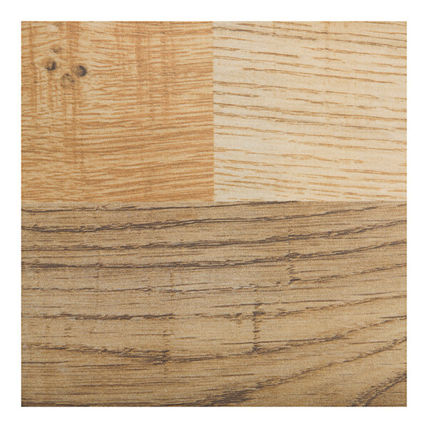 A square wooden bar stool seat with a driftwood finish and visible wood grain patterns.