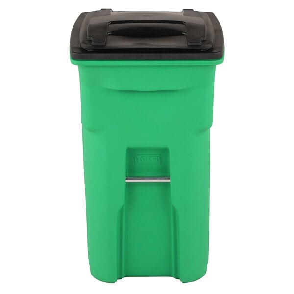 Toter 24 gal. Lime Green Organics Trash Can with Two Wheels and Black Lid