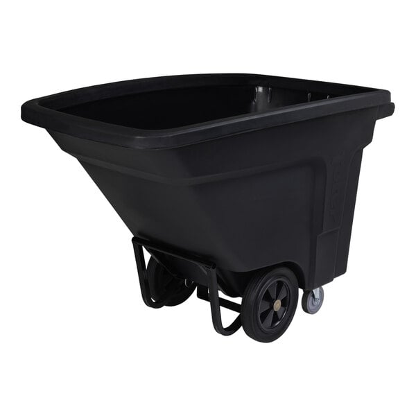 A black plastic Toter tilt truck with wheels.