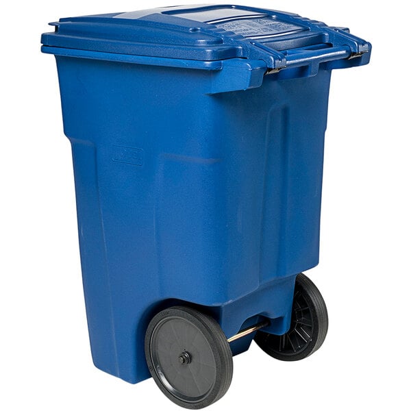 Toter ANA48-00BLU 48 Gallon Blue Rotational Molded Wheeled Rectangular ...