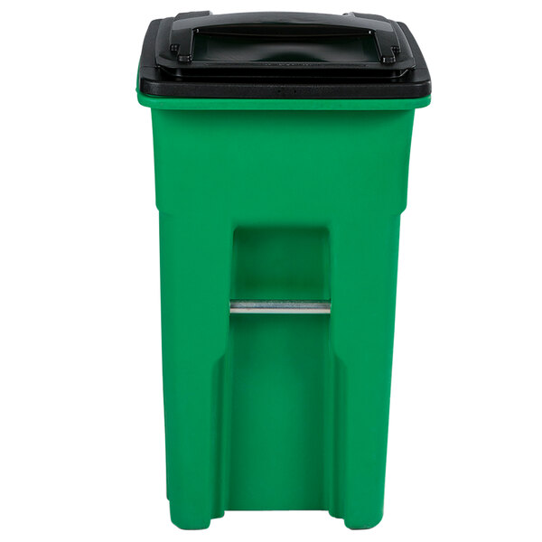 Toter 24 gal. Lime Green Organics Trash Can with Two Wheels and Black Lid