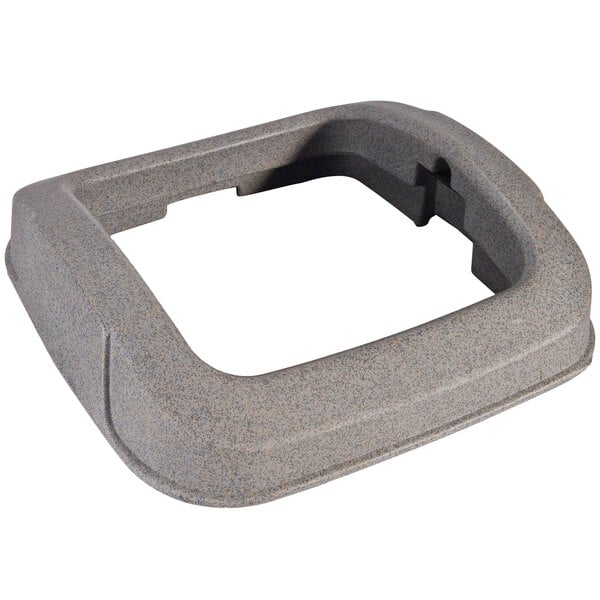 A Toter graystone square open-top lid with a hole in it.