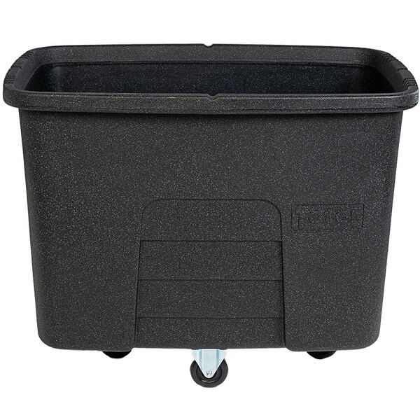 A black Toter cube truck with wheels.