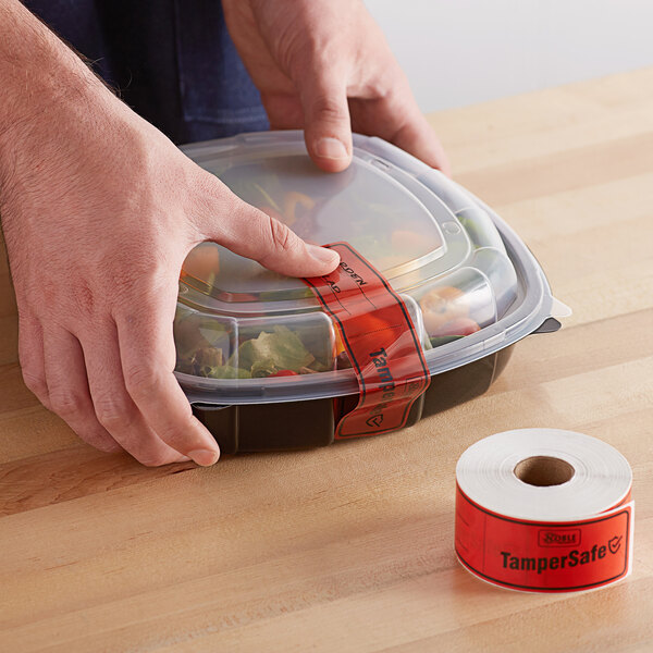 TamperSafe 1 1/2" x 6" Red Plastic TamperEvident Label 250/Roll