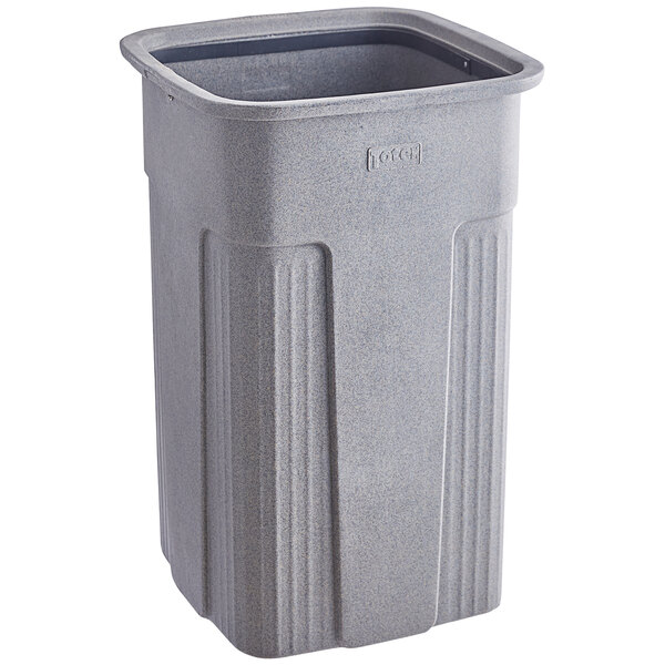 A Toter Slimline gray plastic rectangular trash can.