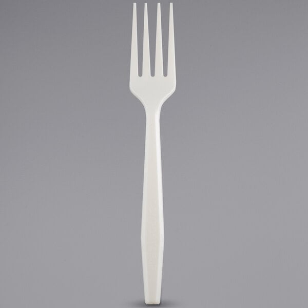 A white Fineline plastic fork.