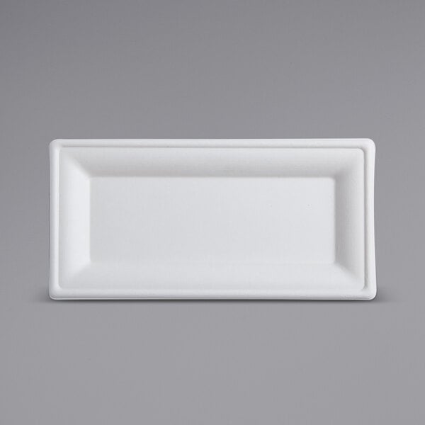 A white rectangular plate with a white border.